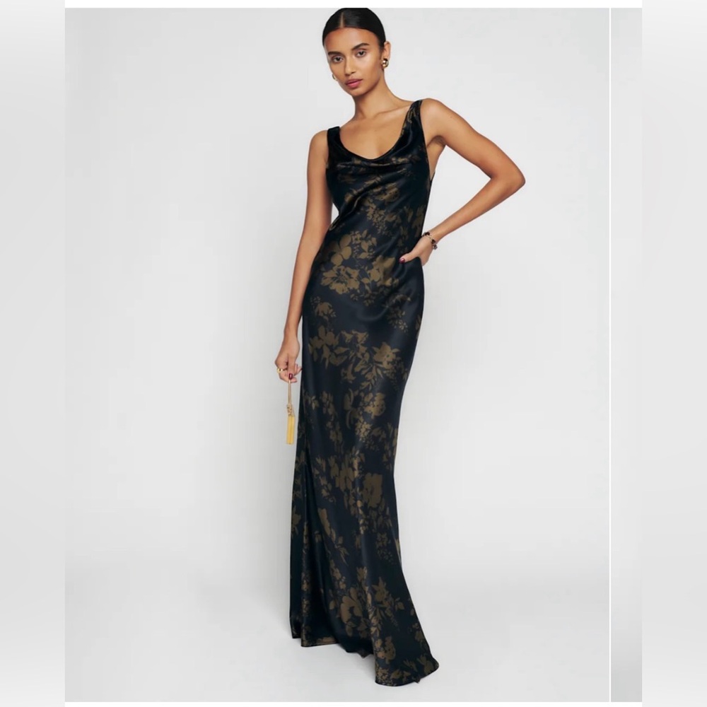 Reformation Annabelle Silk Dress Night Garden - Size 12